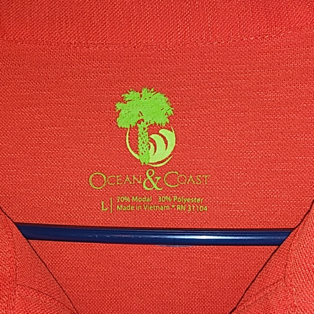 NWOT Ocean & Coast Orange polo pocket large shirt - Picture 2 of 4